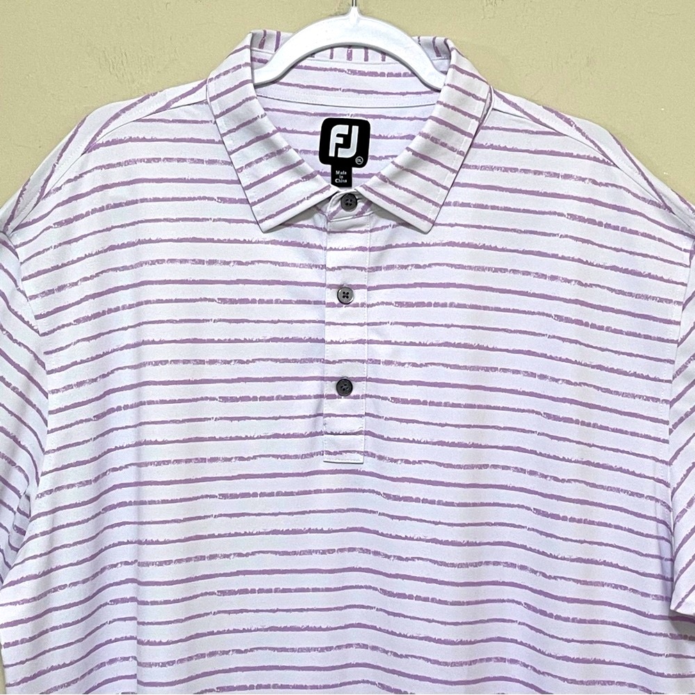 FootJoy Performance Golf Polo Chalk Line Print Athleisure Preppy Sporty Men 2XL - Picture 3 of 12